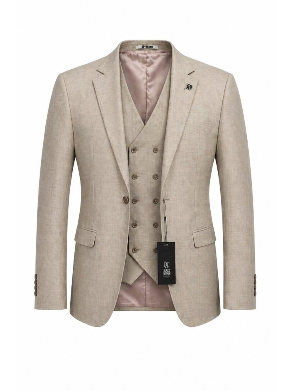 Stacy Adams Hybrid Suit Jacket & Vest Set 48L Tan One Button Closure Stretch NWT